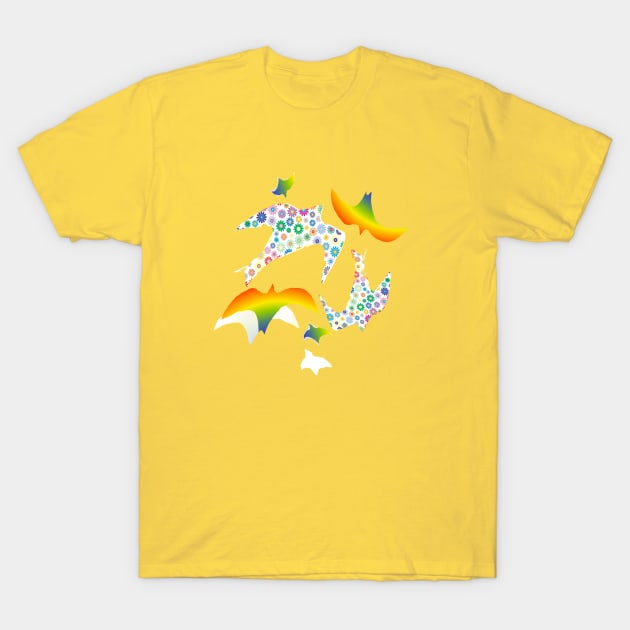 rainbow birds T-Shirt by adelwins